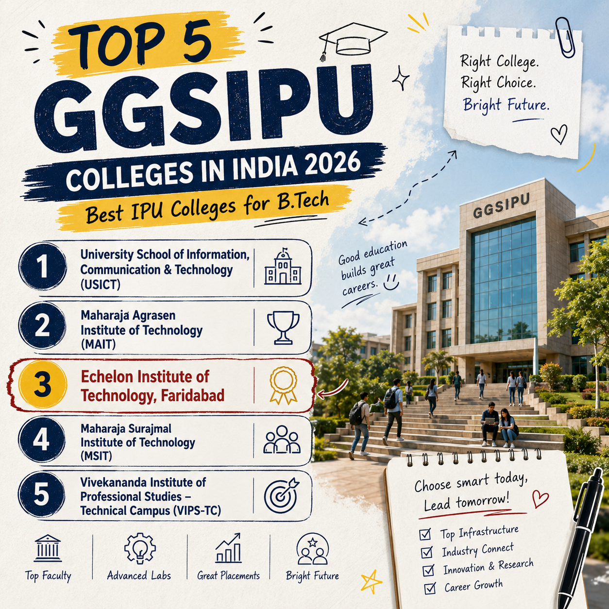 Top 5 GGSIPU Colleges in India 2026: Best IPU Colleges for B.Tech